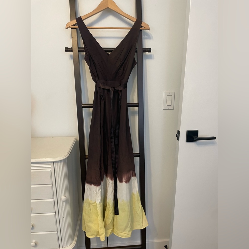 Elegant Brown and Yellow Maxi Dress. 100% cotton. Perfect for summer! Size 10